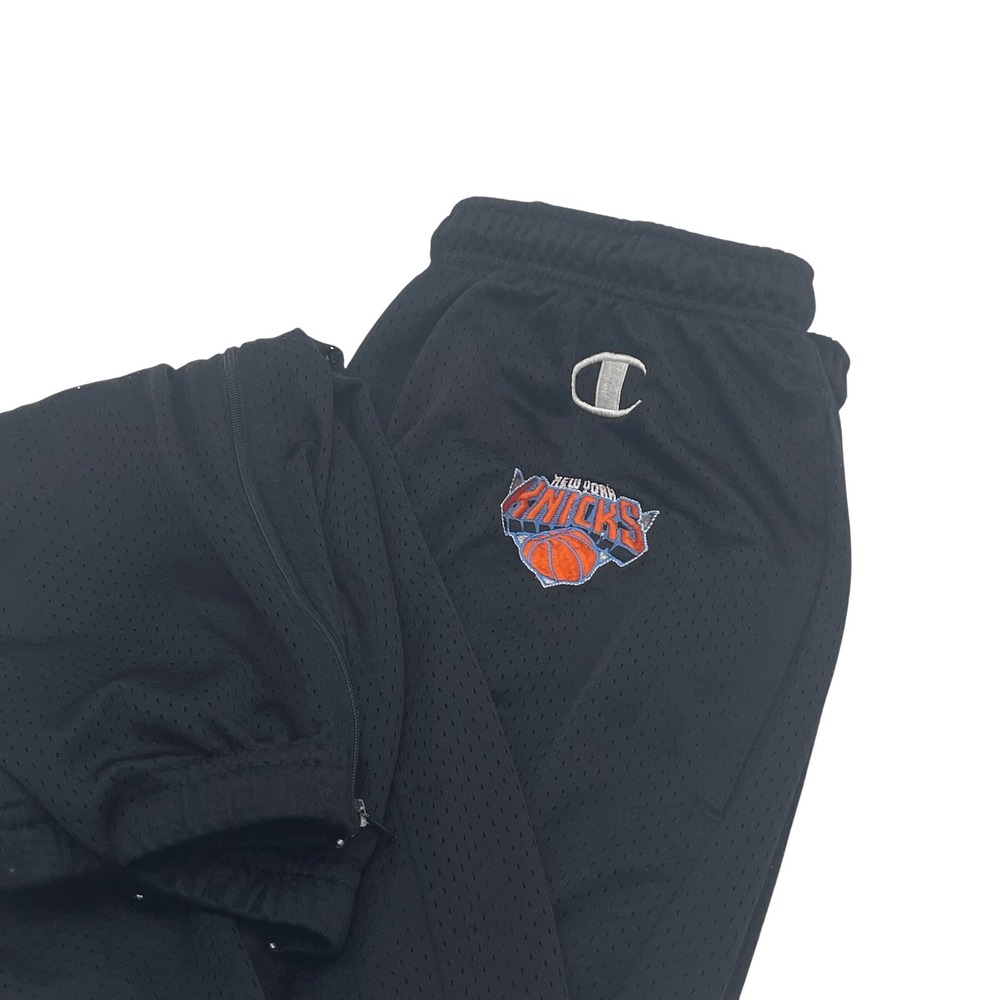 Vintage Champion New York‎ Knicks Mesh Track Pants Mens Black NBA Basketball